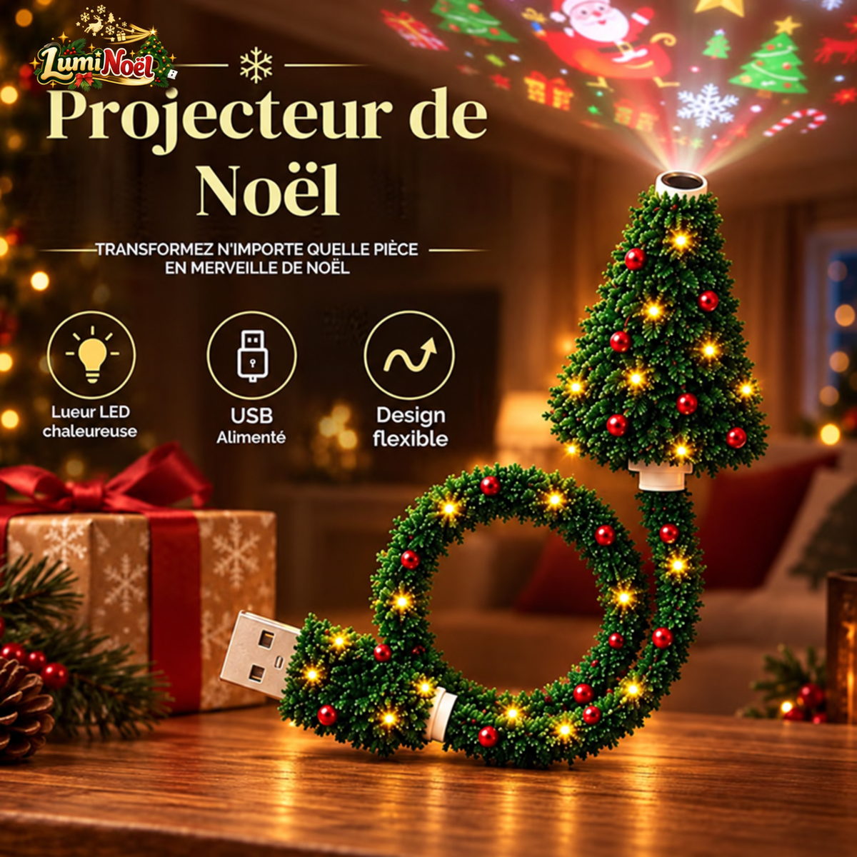 Projecteur HollyNoël™ – Le Noël au plafond