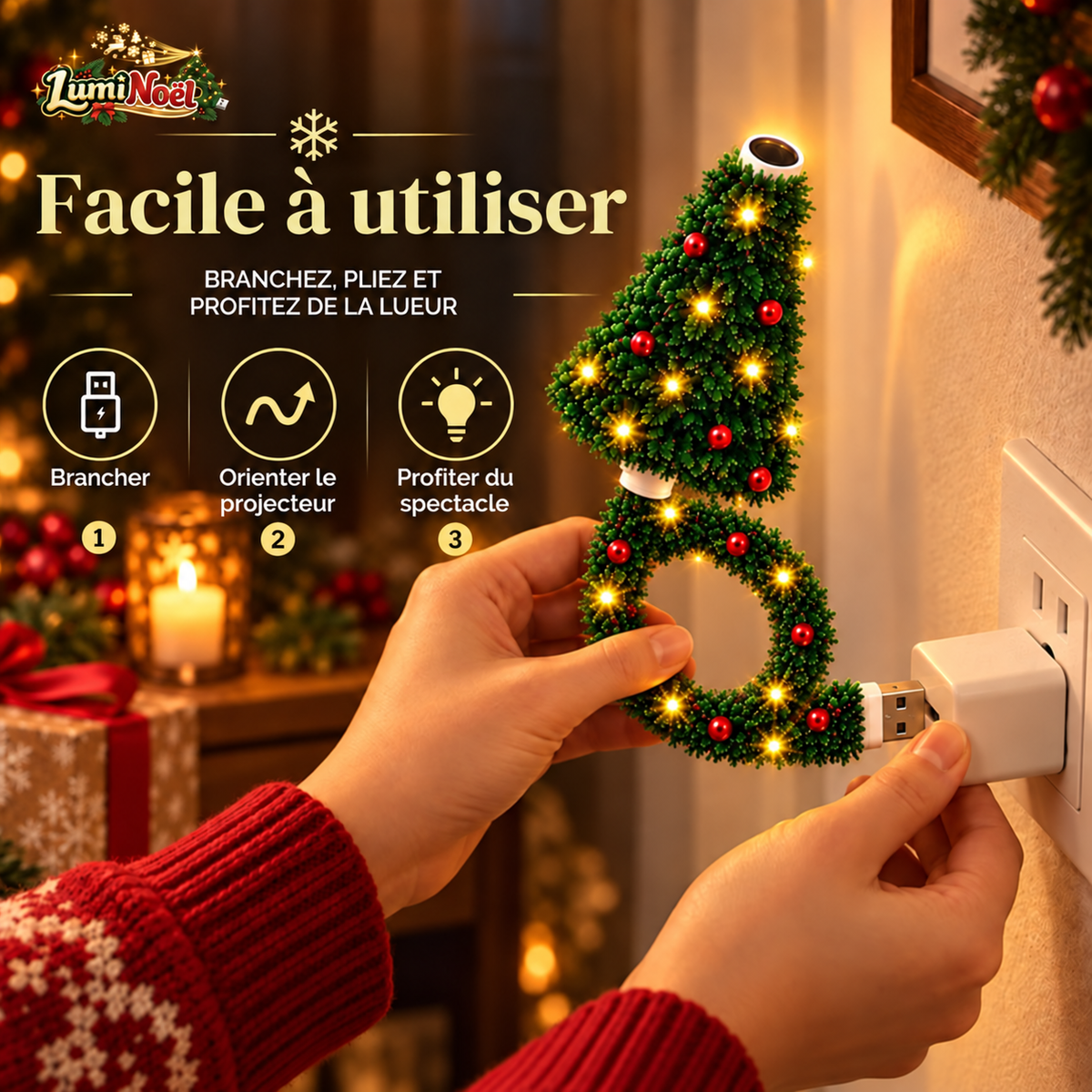 Projecteur HollyNoël™ – Le Noël au plafond